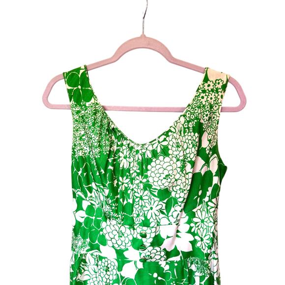 Vintage Waltah Clarkes Hawaiian Floral Maxi Dress‎ Green White Size 12 Neck - Picture 5 of 10